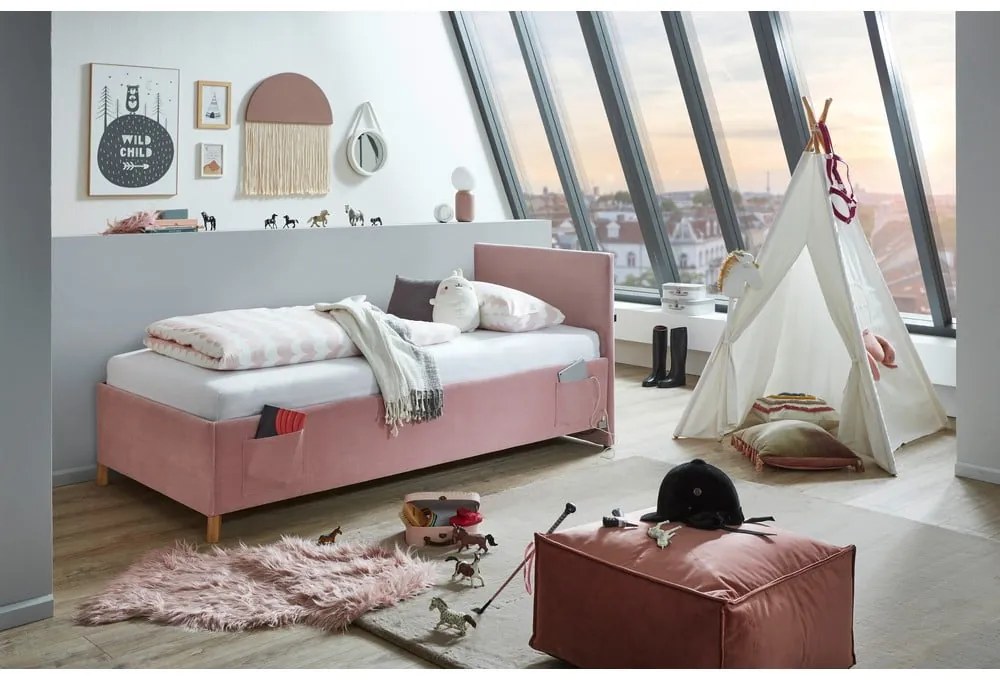 Letto da bambini rosa imbottito rete non inclusa 120x200 cm Cool – Meise Möbel