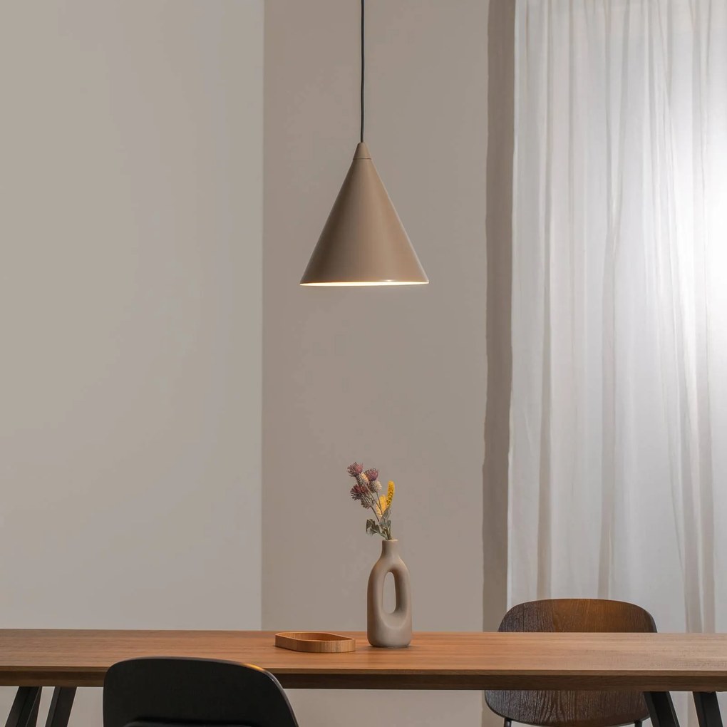 ALDEX Lampada a sospensione a forma di cono, beige, in metallo, a 1 luce, E27