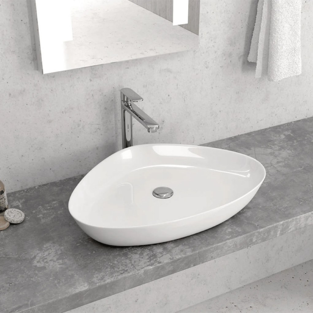 Lavabo D'Appoggio 59x41 Cm Karag Bianco Lucido