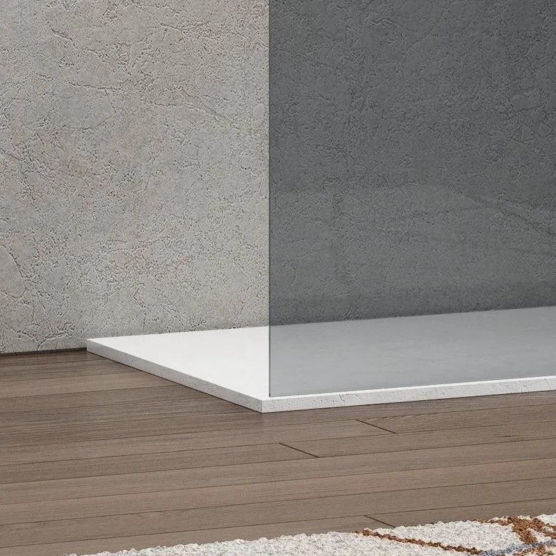 Doccia walkin 110cm con vetro fumé e profilo nero opaco KW-100BF - KAMALU