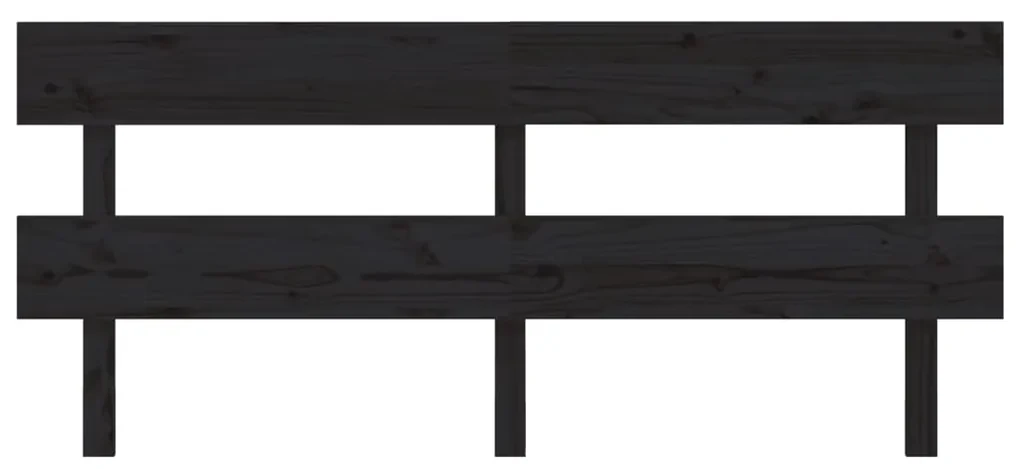 Testiera per letto nera 184x3x81 cm in legno massello di pino