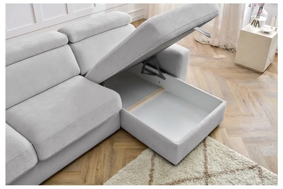 Divano angolare in grigio chiaro allungabile (con composizione variabile) Monaco – Bobochic Paris