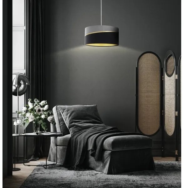 Lampadario a sospensione con filo SWING 1xE27/60W/230V nero/grigio/oro