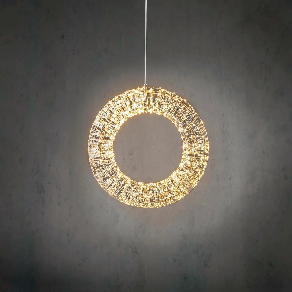 Lampada a sospensione natalizia a forma di ghirlanda argento 45 cm incl. LED IP44 - Nawa