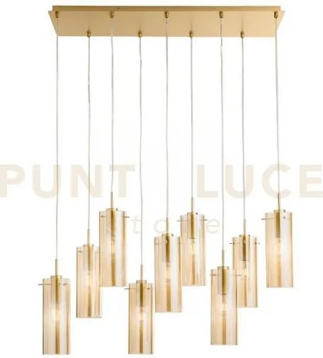 Lampadario a sospensione magic oro e ambra 9 luci attacco e27 90x30...