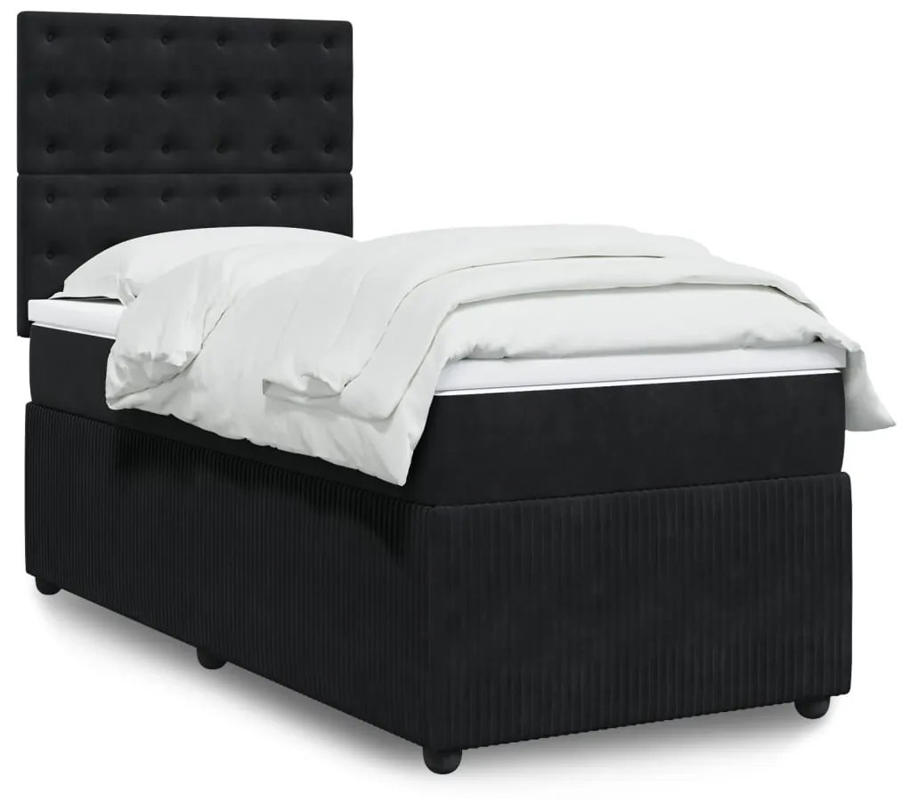 Giroletto A Molle Con Materasso Nero 90x200 Cm İn Velluto /