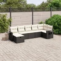 Set Divani da Giardino con Cuscini 7pz Nero Polyrattan 3263812