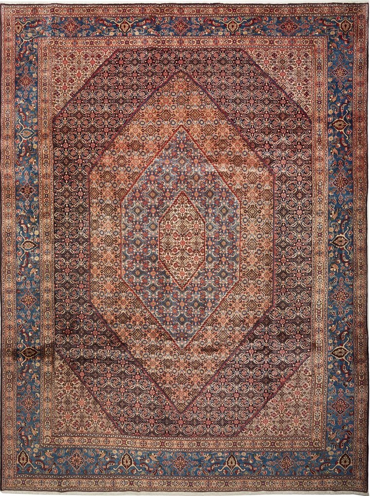 Moud Tappeto persiano 370 x 280 Blu (Iran) Annodato A Mano