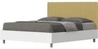 Letto Matrimoniale 160x200 cm struttura bianco frassino testata Kai - Contenitore,Microfibra,Ocra