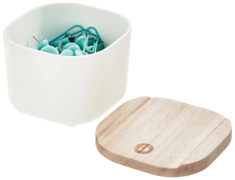 Scatola bianca con coperchio in legno di paulownia , 9 x 9 cm Eco - iDesign