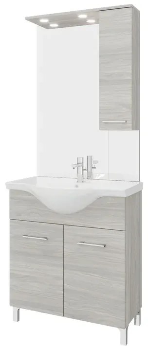 Mobile sottolavabo e lavabo con sifone Symoa per vasca centrale legno grigio in truciolare L 75 x H 81.5 x P 50.5 cm, 2 ante