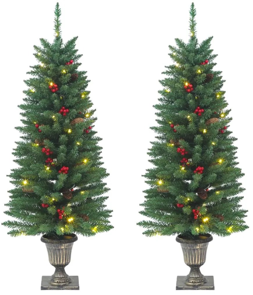 Alberi Di Natale Artificiali 2 Pz Con 100 Led Verde 120 Cm /