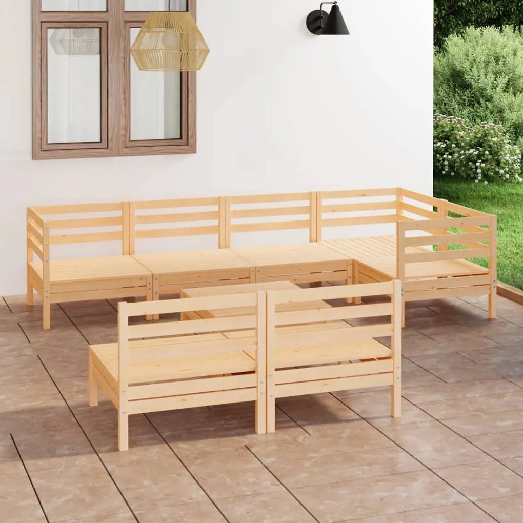 Set Salotto da Giardino 8 pz in Legno Massello di Pino