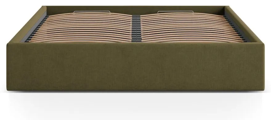 Letto matrimoniale imbottito verde con contenitore/senza testiera con rete inclusa 180x200 cm Susan – Micadoni