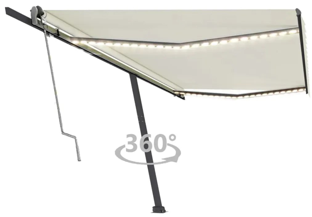 Tenda Automatica Con Sensore Vento E Led 500x300 Cm Crema /