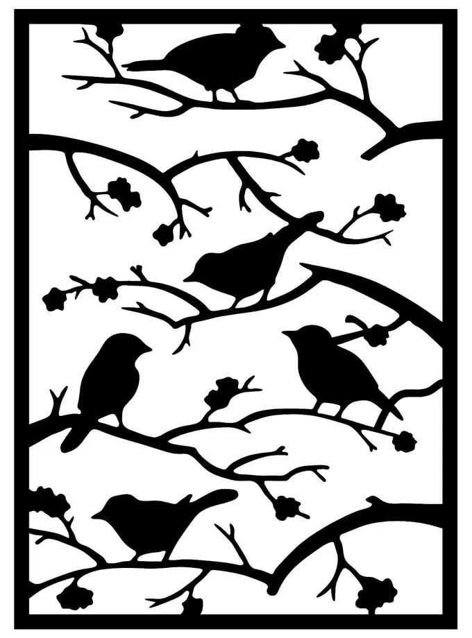 Decorazione murale in metallo 47x66 cm Branch &amp; Birds - Wallity