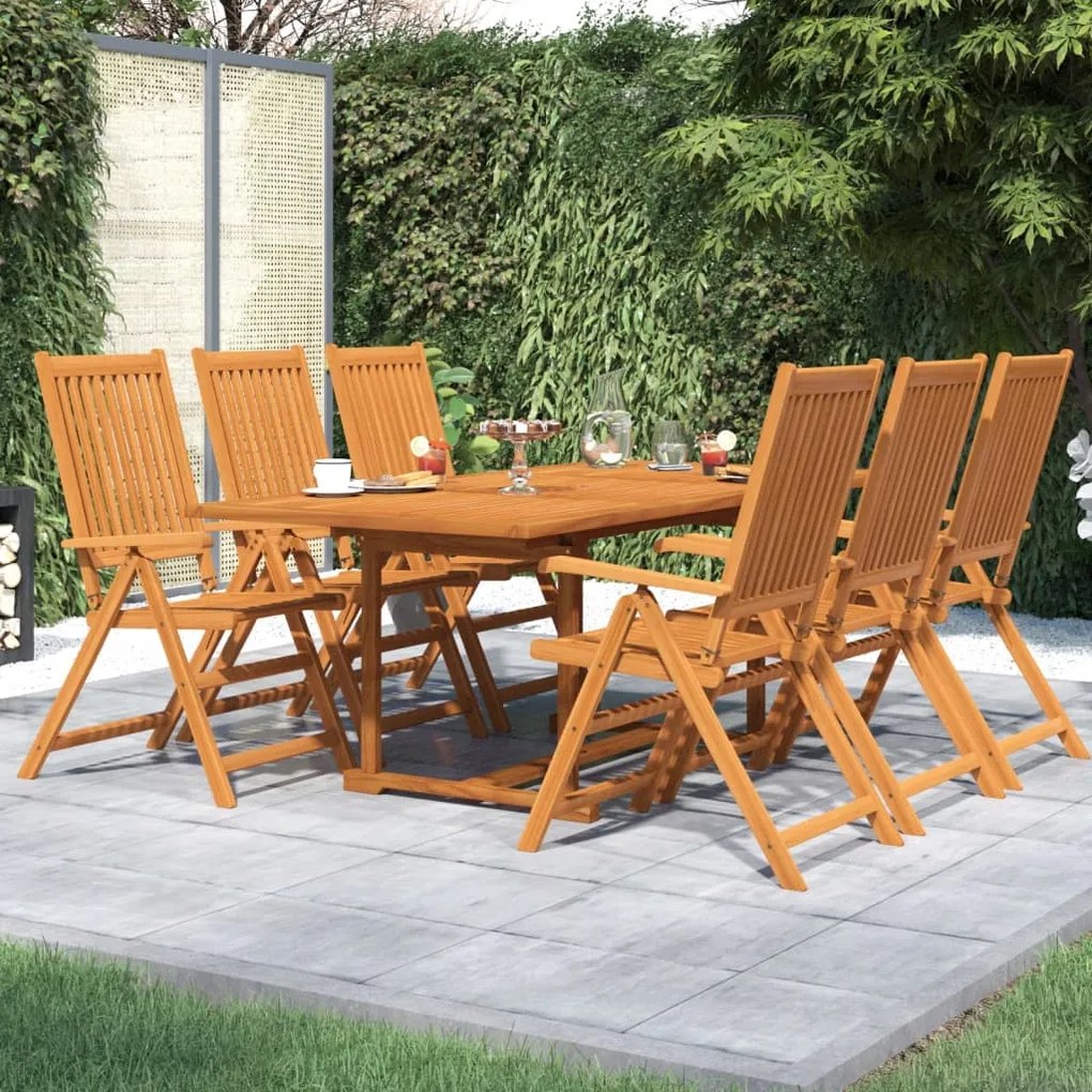 Set mobili da pranzo da giardino 7 pz legno massello di acacia