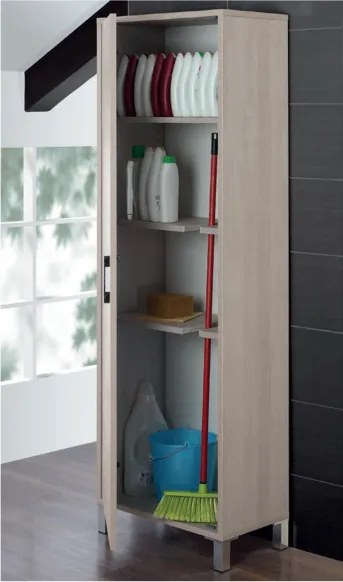 Colonna da bagno portascope WORLD 40x180 cm in legno a 1 anta Rovere Chiaro