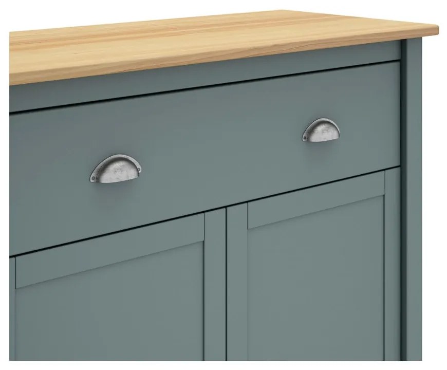 Cassettiera verde polveroso in pino massiccio 90x110x40 cm Misti – Marckeric