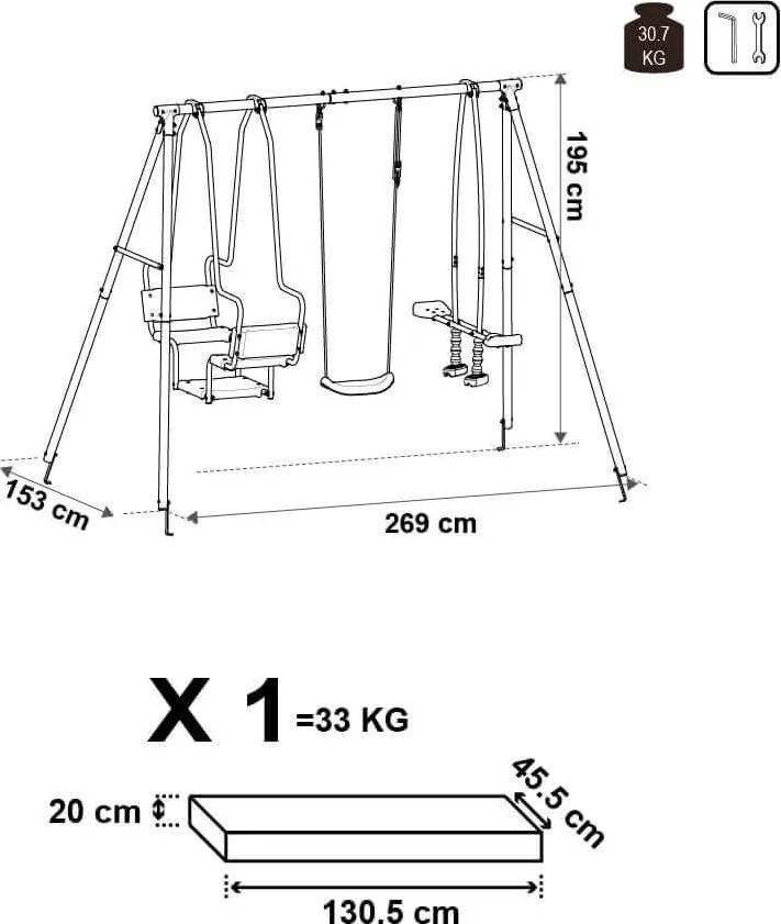 MINNIE - altalena per bambini in acciaio 5 posti