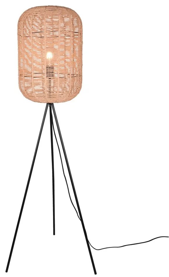 Lampada da terra beige con paralume in vimini e tessuto (altezza 150 cm) Runa - Trio