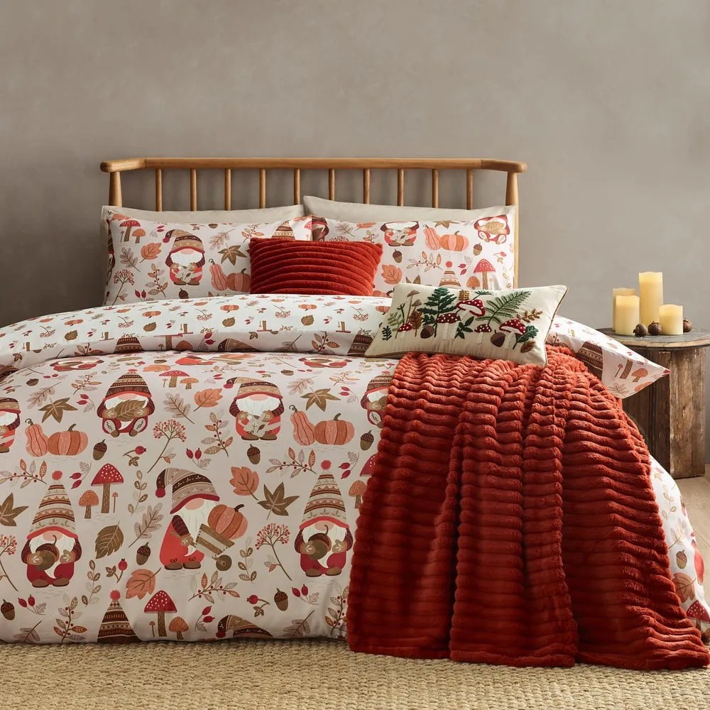Set copripiumino e federa arancione e marrone per letto singolo 135x200 cm Woodland Gonks – Catherine Lansfield