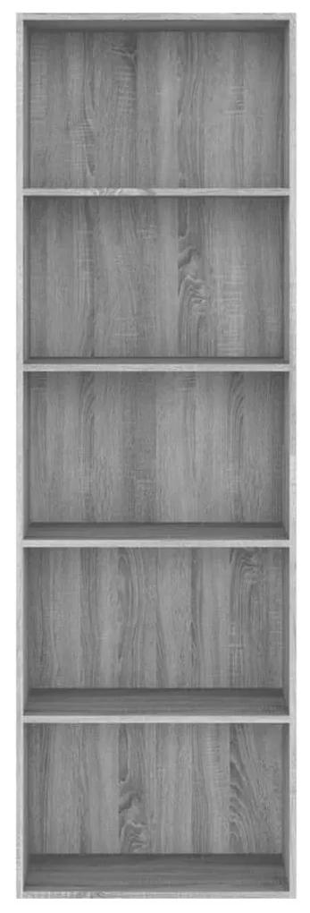 Libreria 5 ripiani grigio sonoma 60x30x189 cm legno multistrato