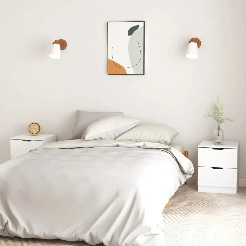 Comodini 2 pz bianchi 40x40x50 cm in truciolato