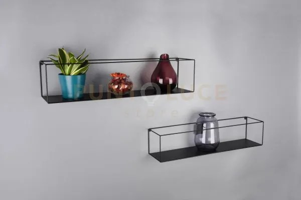Lisa set di 2 mensole porta oggetti in metallo nero 65-60cm