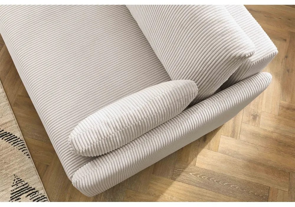 Divano beige allungabile con rivestimento in velluto a coste 211 cm Marcel – Bobochic Paris