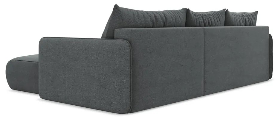 Divano angolare grigio allungabile/con contenitore (con penisola a destra) Nanea – Makamii