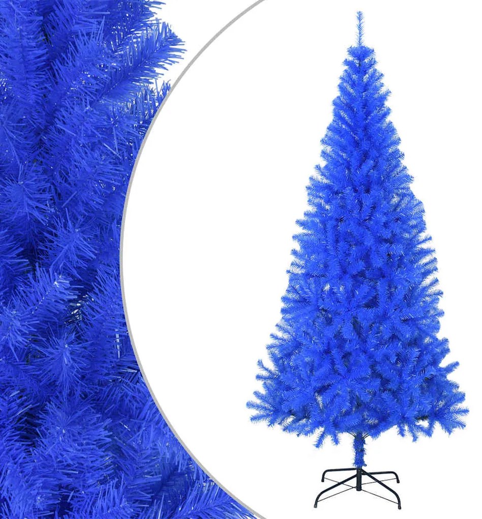 Albero Di Natale Artificiale Sottile Con Base Blu 210 Cm Pvc /