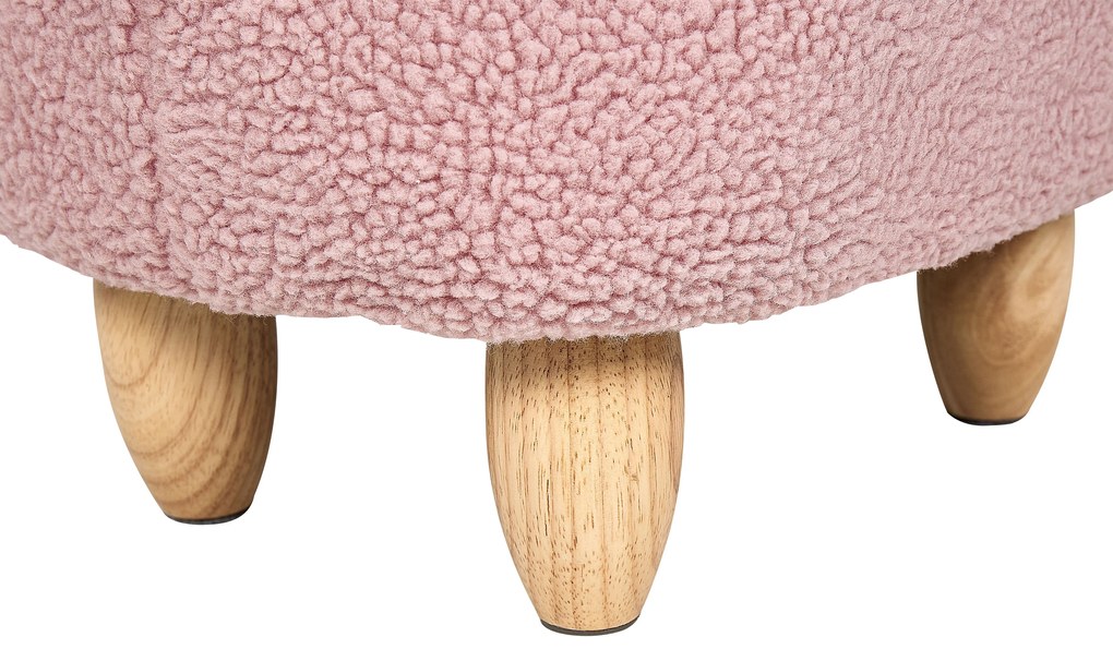 Pouf animaletto tessuto rosa e legno chiaro UNICORN Beliani