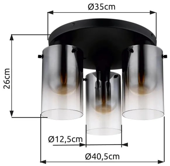 Globo 15907-3D - Lampadario a plafone FLORENTINA 3xE27/40W/230V diametro 40,5 cm nero