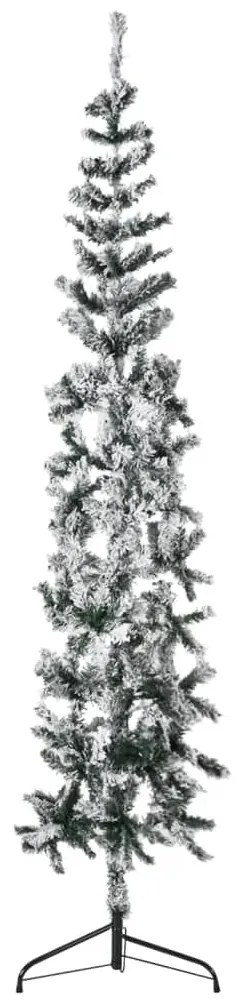 Albero Natale Artificiale Sottile a Metà Neve Fioccata, 210 cm