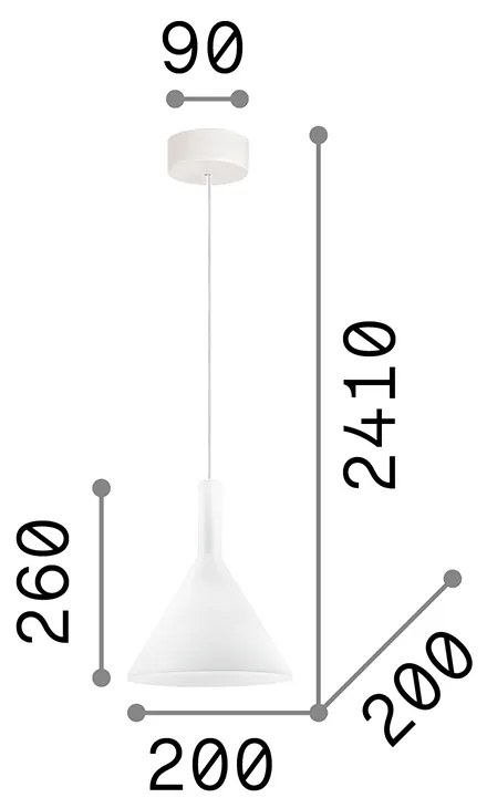 Sospensione Moderna Cocktail Vetro Bianco 1 Luce E14