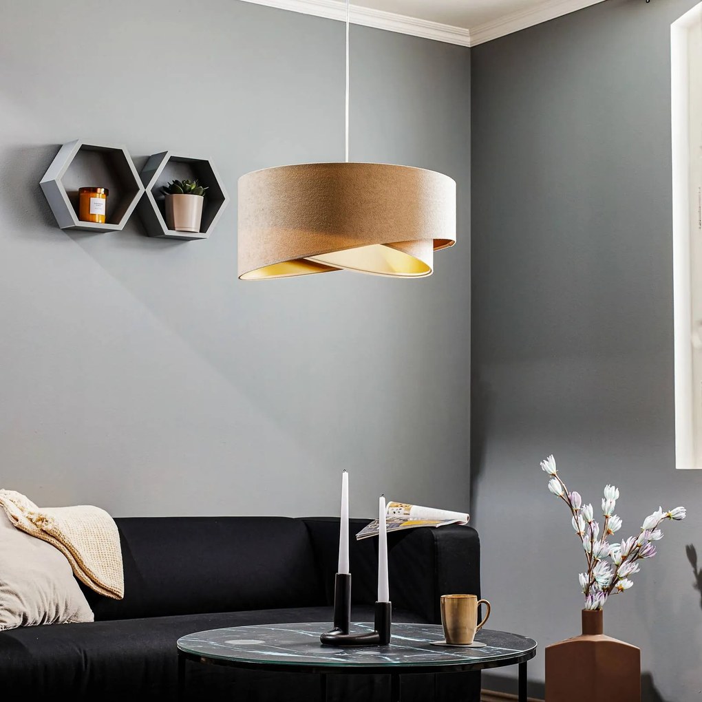 Maco Design Lampada a sospensione Vivien, bicolore, crema/oro