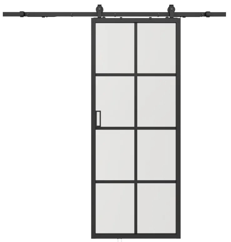 Porta scorrevole esterno muro Alluminio e Vetro temperato H205 x L73 cm - WILDEN II