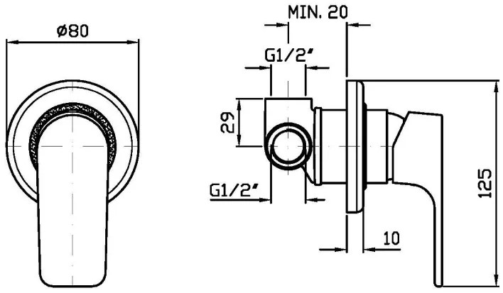 Zucchetti Zwn129 Wind miscelatore Doccia monocomando a muro senza parte incasso Cromo