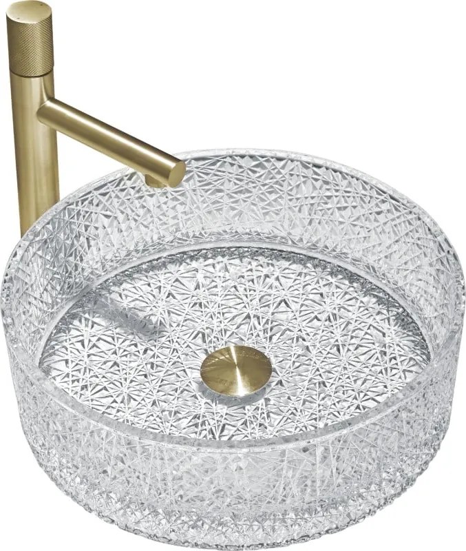 Mexen Dema lavandino da appoggio in vetro 39 x 39 cm, trasparente - 24043900