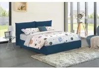 Letto matrimoniale Tiziana, Letto contenitore con rivestimento in tessuto, Made in Italy, Apertura frontale, adatto per materasso cm 160x190, Blu