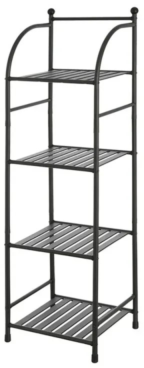 Scaffale bagno H 116 in metallo design nero con quattro ripiani