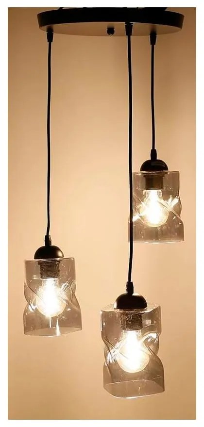 Apparecchio a sospensione nero con paralume in vetro Felis - Candellux Lighting