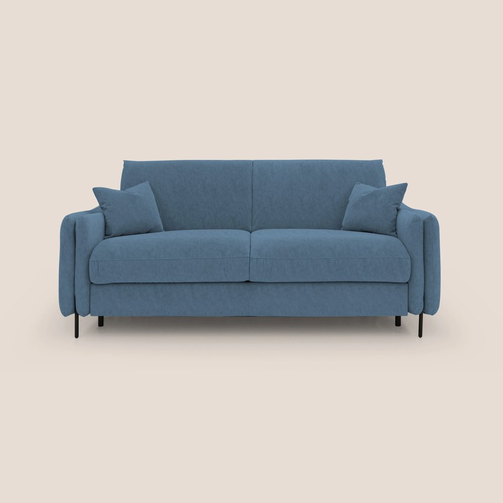 Gregory Divano letto con materasso h18 cm in microfibra effetto velluto impermeabile T09 blu