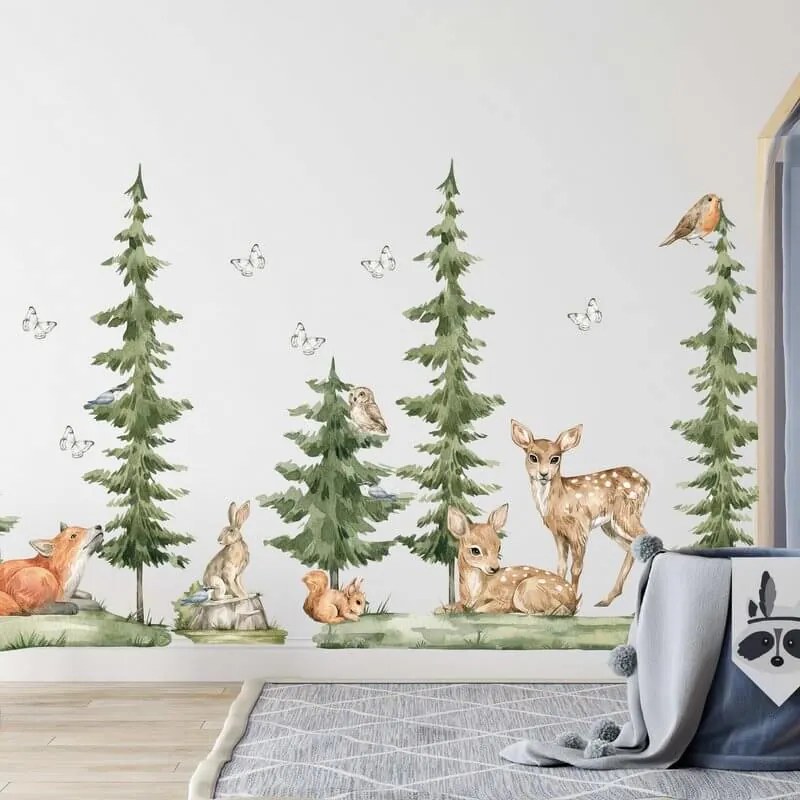 Adesivo da parete - Forest, animaletti giocosi | Inspio