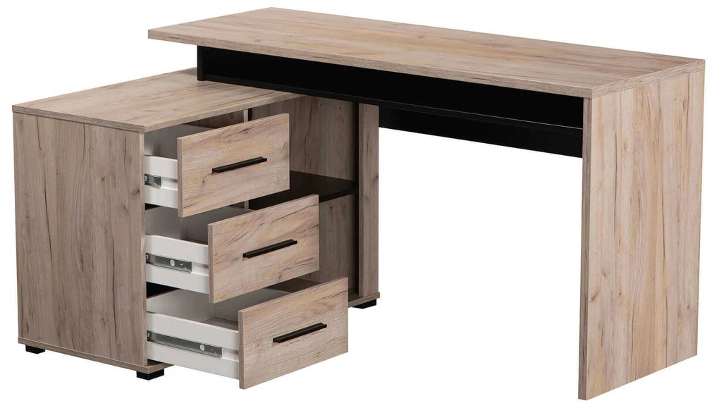 ROCKY - scrivania angolare con vani portaoggetti 3 cassetti