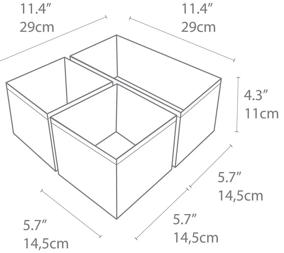 Set di 3 organizer per cassetti grigi - Bigso Box of Sweden