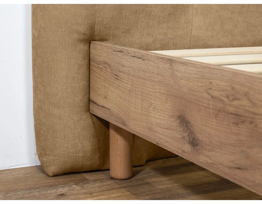 Letto matrimoniale imbottito beige rete inclusa 140x190 cm Kumo - Bobochic Paris