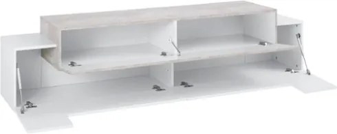 Mobile Porta TV 200 Cm Con 3 Ante A Ribalta Bianco Lucido E Cemento Corona