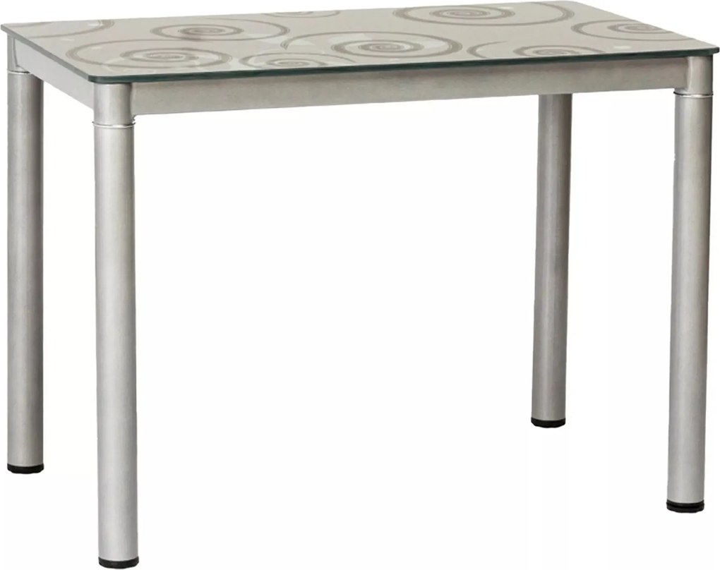 Tavolo Damar con piano in vetro temperato grigio e struttura in metallo verniciato – 100x60x75 cm